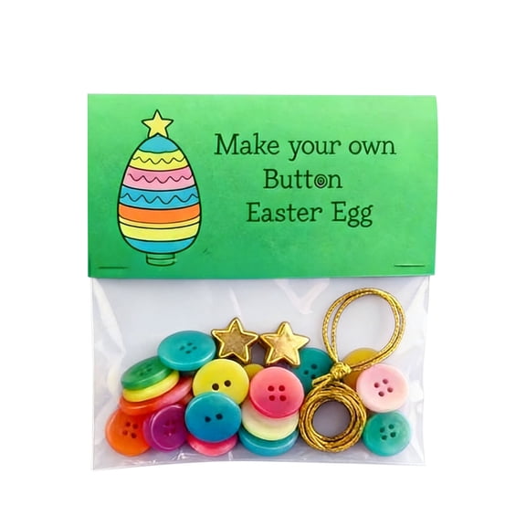 HUISZJ Button Craft Kit, Button Craft Making Set Hanging Decor, Handmade Fun Holiday Button Art Craft Set for Easter Party (Easter Egg)