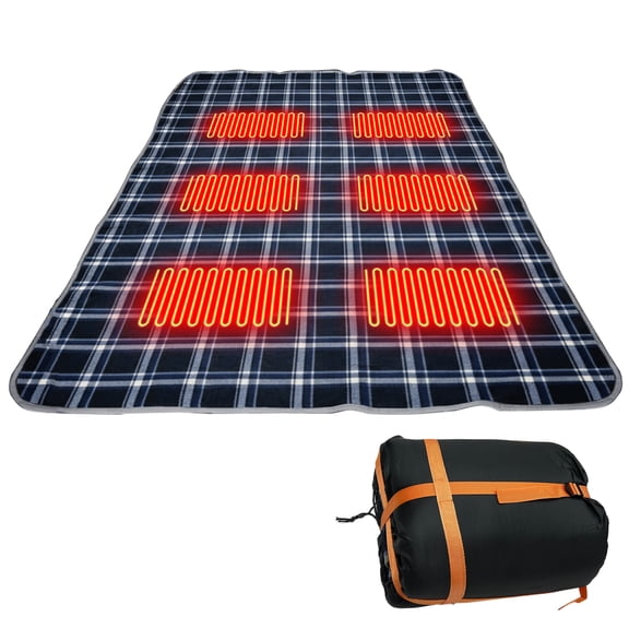 HUISZJ Camping USB Heating Sleeping Mat, Portable USB Heated Sleeping Bag Pad with 6 Heating Zones, 3 Adjustable Temperature Sleeping Bag for Outdoor Hiking Picnic (Blue)