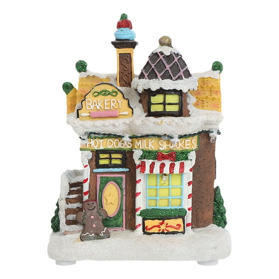 HUISZJ Christmas Gingerbread House With Light Up For Tabletop Decoration Novelty Toy (candy shop)