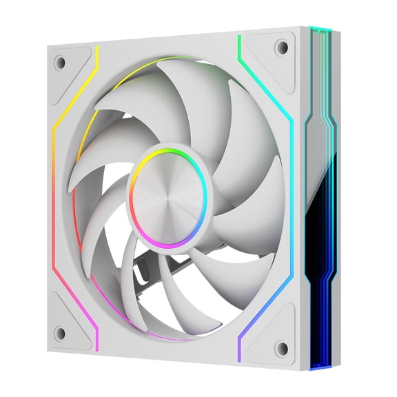 HUISZJ Computer Chassis Fan, ARGB 4 Pin PWM Quiet Cooling Fan, 12cm Case Cooler Fan for Most PC Cooling Systems (White Positive)