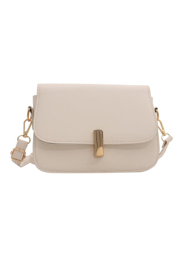 Crossbody Bag, PU Leather Saddle Crossbody Bag with Adjustable Shoulder Strap, Mini Square Bag for Travel Commute Work (White)