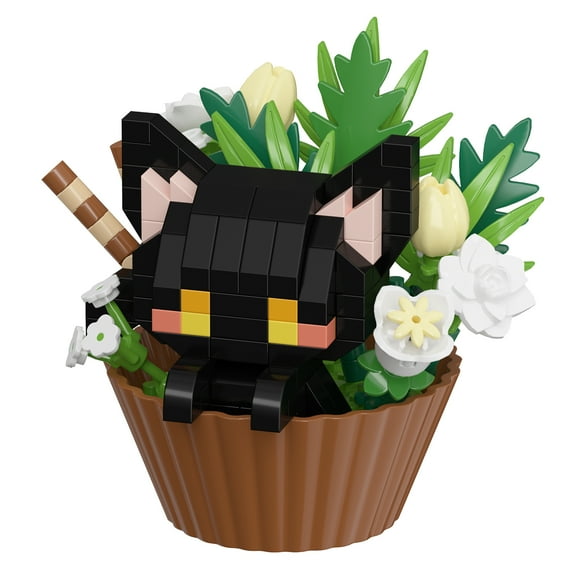 HUISZJ Dessert Animal Series Micro Particle Building Blocks, DIY Building Blocks Toy, Cute Cupcake Building Set for Party Birthday Friend Gift (Cat)