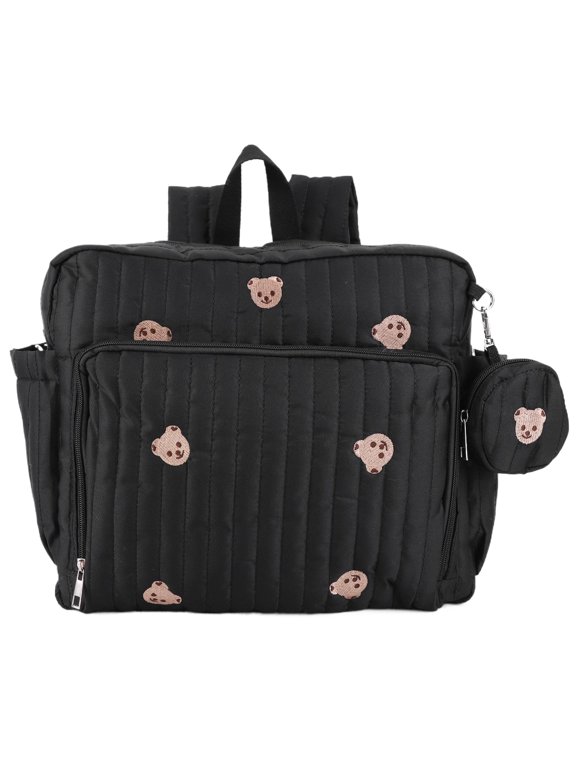 Diaper Bag Backpack Set, Medium Maternity Baby Bag with Changing Pad&Insulated Pockets, Adjustable Strap Travel Bag for Travel Hospital Work (Black)