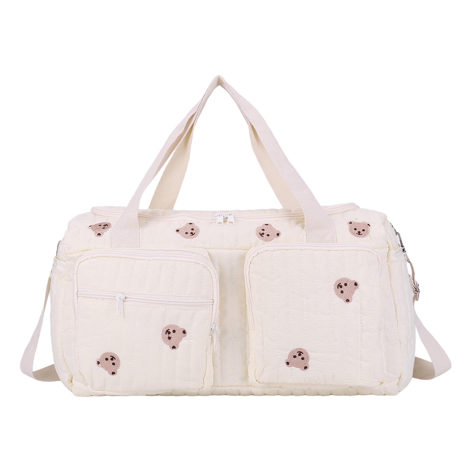 HUISZJ Diaper Bag Tote, Multi-Pockets Duffle Bag, Large Quilted Baby Diaper Bag for Mom Dad, Bears Print