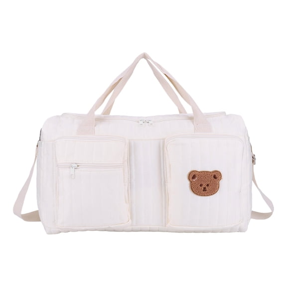 HUISZJ Diaper Bag Tote, Multi-Pockets Duffle Bag, Large Quilted Baby Diaper Bag for Mom Dad, One Bear Print