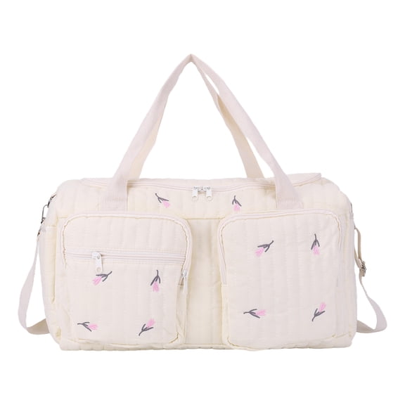 HUISZJ Diaper Bag Tote, Multi-Pockets Duffle Bag, Large Quilted Baby Diaper Bag for Mom Dad, Tulip Print