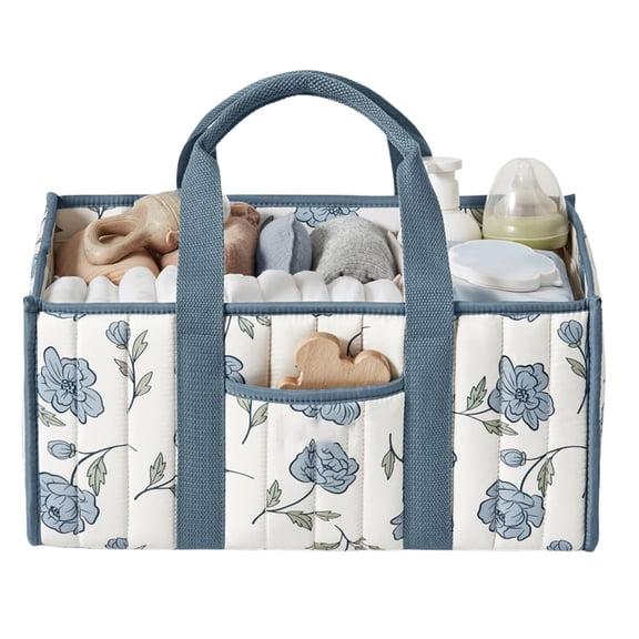 HUISZJ Diaper Caddy Organizer, Large Capacity Baby Diaper Bag with Handle, Quilted Nursery Storage Basket for Mom Dad (style 5)