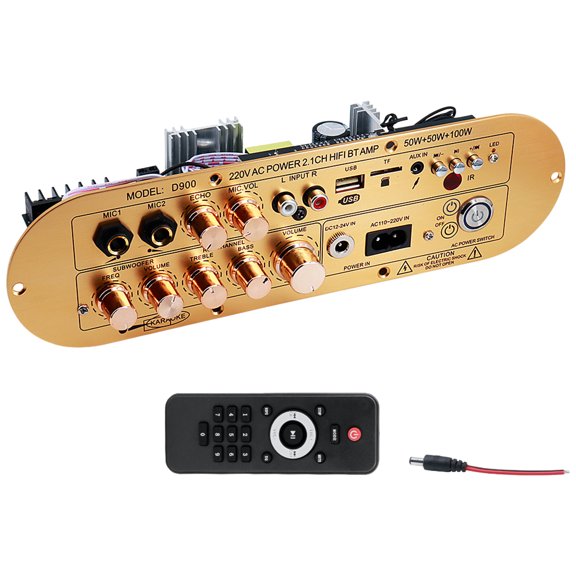 HUISZJ Digital Amplifier Board Set, 2.1 Channel Audio Amplifier Board, AUX/USB/FM/TF Card/MIC Power Amplifier Board for Home Karaoke