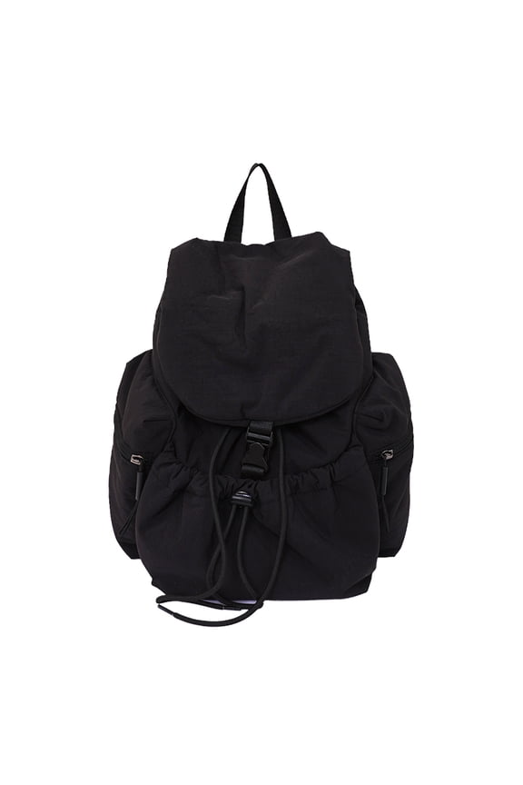 Drawstring Backpack, Large Capacity School Backpack, Multi-Pockets Travel Daypack Bag for Outdoor Travel Work, Black