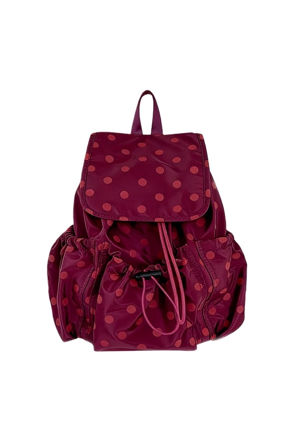 Drawstring School Backpack, Polka Dot Printed School Bag, Portable Laptop Backpack for Students College Travel, Purple