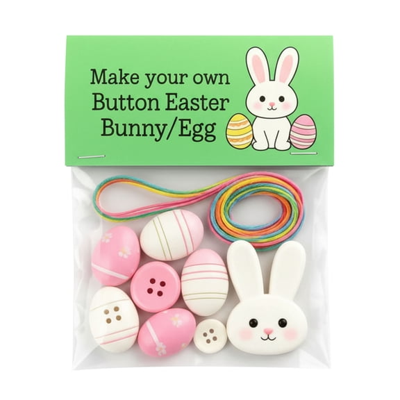 HUISZJ Easter Button Craft Kit, Easter Fun Button Rabbit Decoration Craft Kit, Handmade Fun Holiday Button Art Craft Set for Party Easter Gift