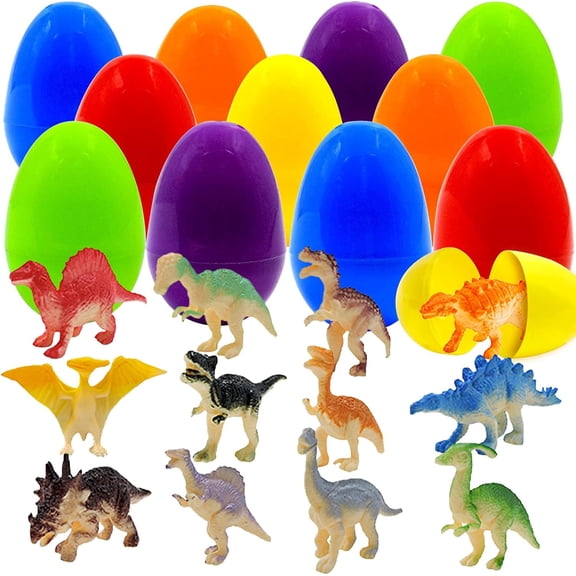 HUISZJ Easter Egg Dinosaur Toys, 12Pcs Easter Basket Stuffers, Creative Easter Egg Hunt Game for Easter Party Birthday Friend Gifts