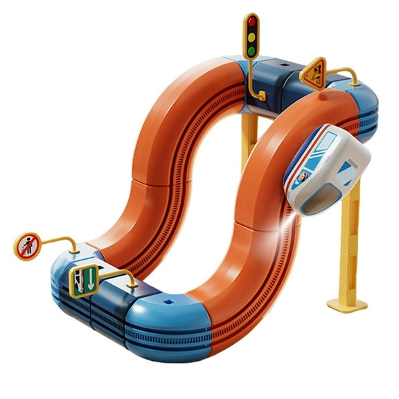 HUISZJ Electric Flexible Gear Race Track Train Set, 46PCS Gravity-Defying STEM Educational Building Block, Flexible Gear Race Track Train Set Boost Activity and Imagination
