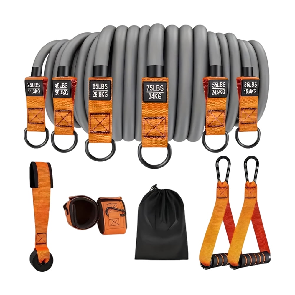 HUISZJ Exercise Bands, Resistance Bands Exercise Bands with Handles, Heavy Duty Fitness Bands Set for Home Workouts (Orange)