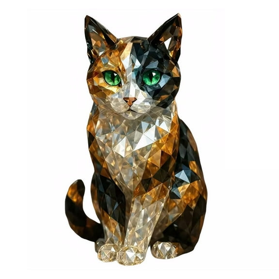 HUISZJ Fake Crystal Animal Sculptures Resin Painted Animal Statue For Home Office Home Decoration （Cat）