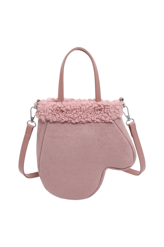 Faux Suede Crossbody Bag, Glove Shape Top Handle Purse, Cute Glove Crossbody Bag for Work Travel Outdoor (Pink)
