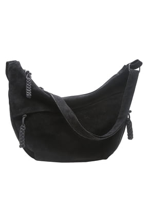 Faux Suede Crossbody Bag, Retro Dumpling Bag, Large Capacity Crossbody Bag for Women Work Travel Commute (Black)