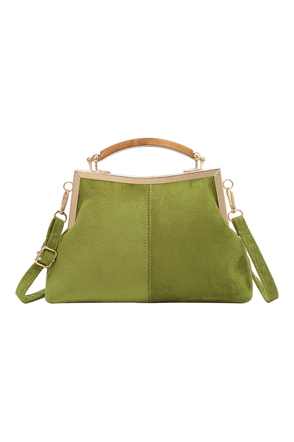 Faux Suede Crossbody Bag, Solid Color Handbag, Lightweight Fashion Shoulder Bag for Work Travel Outdoor (Green)