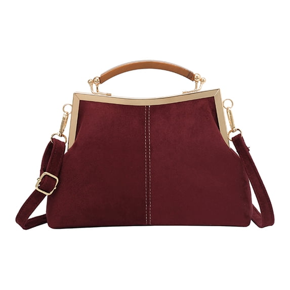 HUISZJ Faux Suede Crossbody Bag, Solid Color Handbag, Lightweight Fashion Shoulder Bag for Work Travel Outdoor (Red)