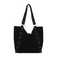 thumbnail image 1 of HUISZJ Faux Suede Shoulder Bag, Rivet Handheld Tote Bag, Large Capacity Shoulder Bag for Shopping Work School (Black), 1 of 10