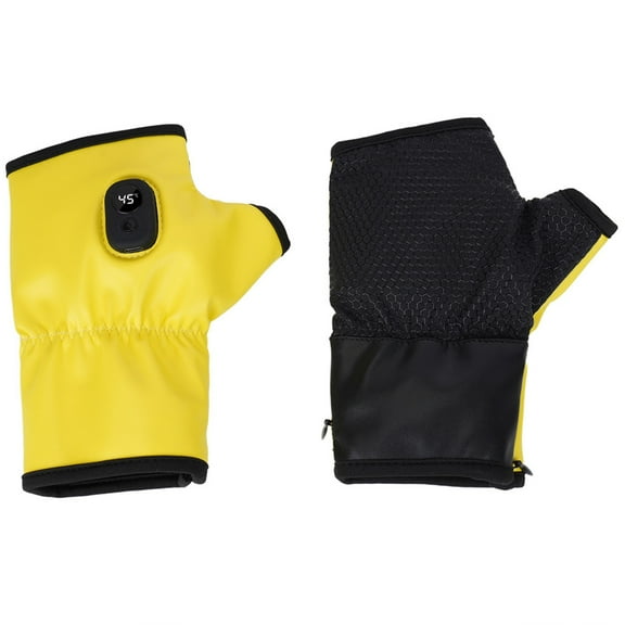 HUISZJ Fingerless Heated Gloves - Rechargeable USB Yellow Heated Gloves 3 Levels Temperature - Electric Hand Warmers for Hiking Walking