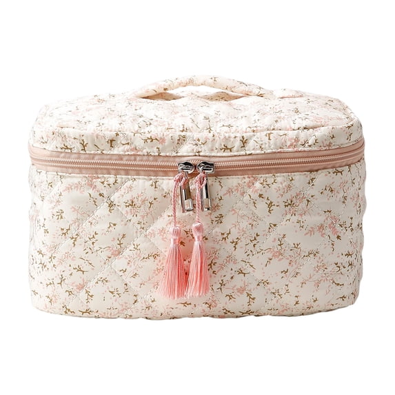HUISZJ Floral Makeup Bag, Dustproof Makeup Bag with Zipper, Portable Cosmetic Toiletry Organizer for Work Daily Holiday (Style 1)
