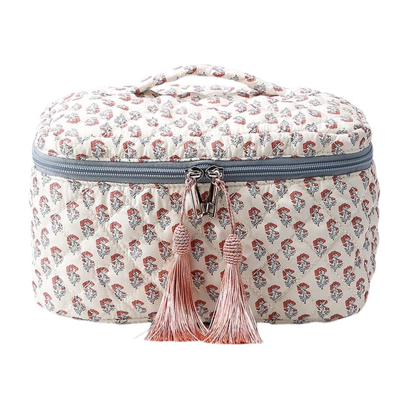 HUISZJ Floral Makeup Bag, Dustproof Makeup Bag with Zipper, Portable Cosmetic Toiletry Organizer for Work Daily Holiday (Style 2)