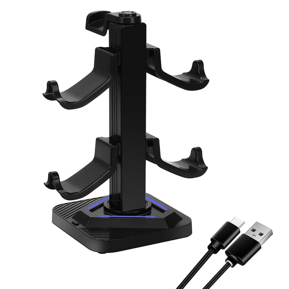 HUISZJ Game Controller Holder, RGB Gaming Headphones Stand with 8 Lighting, Headset Gamepad Stand Game Controller