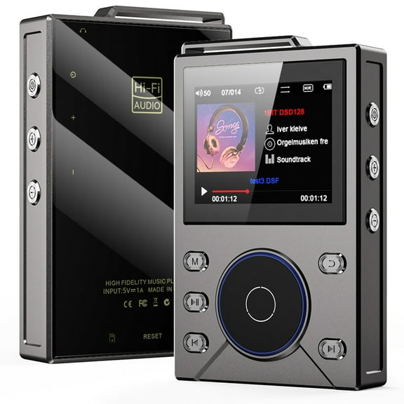 HUISZJ HiFi MP3 Player, DSD Lossless Music Player with 2.4 Inch LCD Screen, USB-C Charging Walkman Audio Player for Travel Commute Office (Gray)