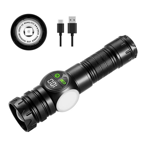 HUISZJ High Power Flashlight, Waterproof Zoomable Bright Flashlight, Rechargeable Outdoor Hand Lamp
