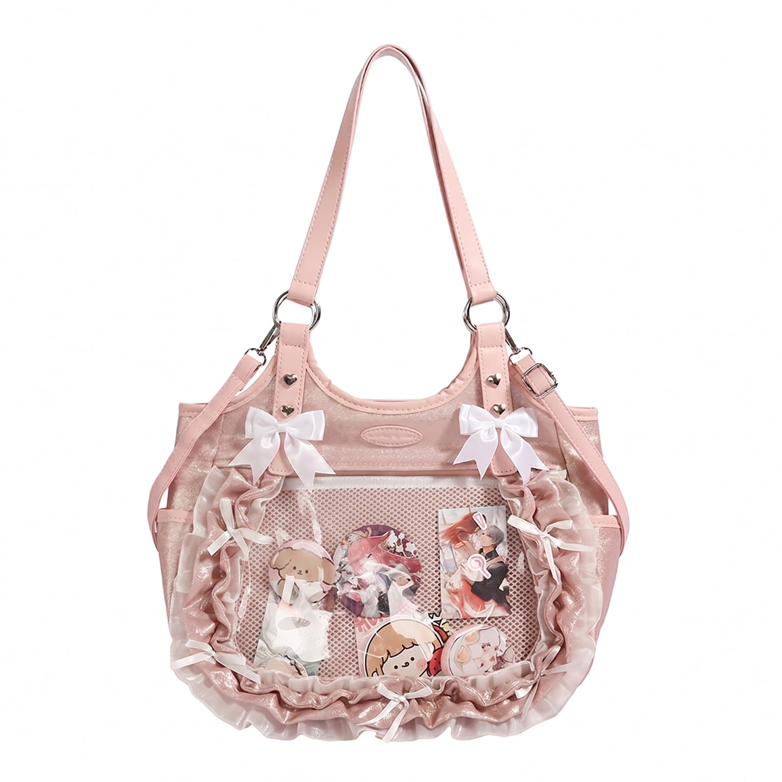 HUISZJ Ita Bag Shoulder Bag, Adjustable Strap Crossbody Bag, Large Capacity Commute Bag for Work Shopping Travel, Pink