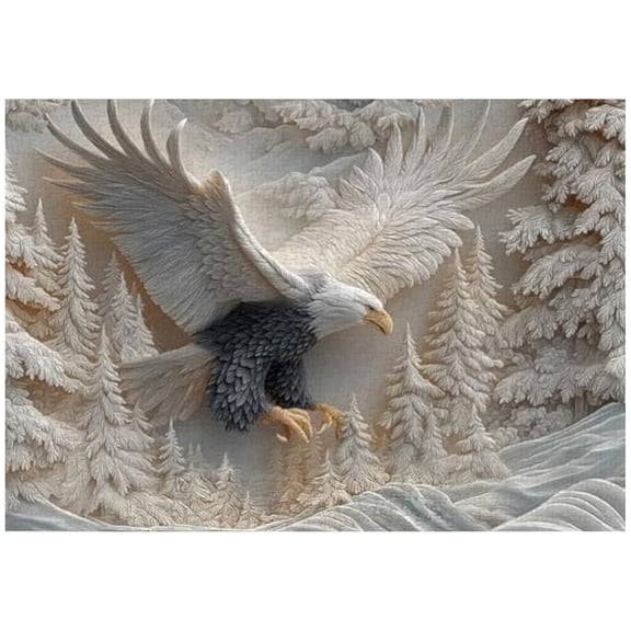 HUISZJ Jigsaw Puzzle Carved Eagle, 1000 Piece Majestic Bald Eagle Puzzle Game, Wildlife Art Puzzle Carved Forest Design Puzzles Game for Party Birthday Friend Gift