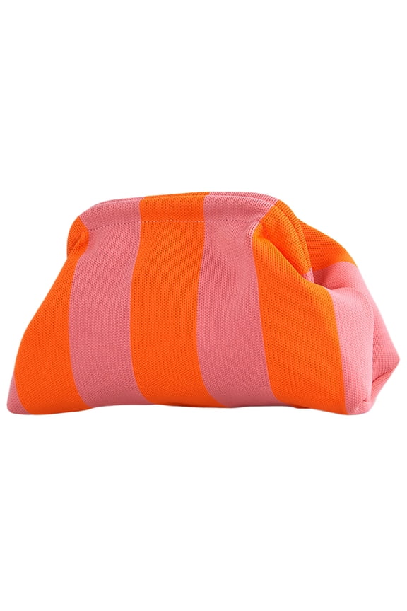 Knit Clutch Purse, Beach Shell Bag, Evening Stripe Clutch Bag for Women Party Wedding (I)