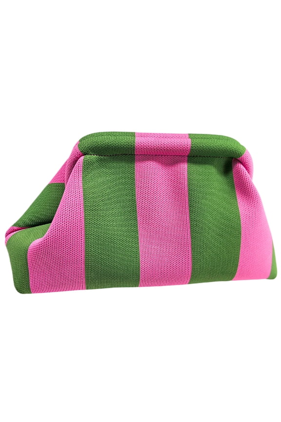 Knit Clutch Purse, Stripe Beach Clutch Purse, Woven Crochet Handbag for Women Party (D)