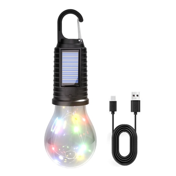 HUISZJ LED Camping Lamp, Solar Powered LED Camping Lamp with Clip Hook, Camping Lantern Rechargeable Lighting Lantern for Hiking Party Fishing
