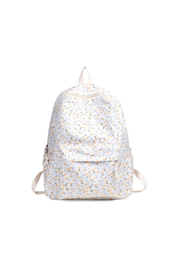 Large Capacity School Backpack, Floral Travel Book Bag, Portable School Backpack for Student College Travel, Yellow