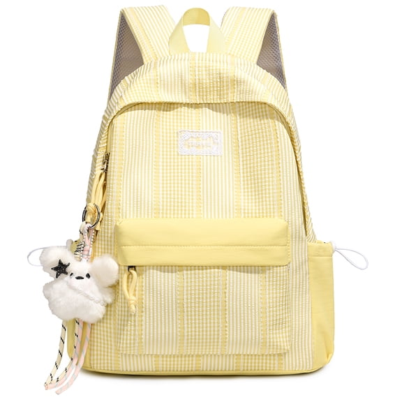 HUISZJ Large Capacity School Backpack, Multi-Pockets School Bag with Compartments, Preppy Laptop Backpack for Students College Travel, Yellow