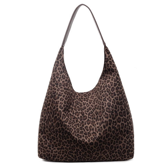HUISZJ Leopard Print Shoulder Bag, Women Top Handle Bag, Large Capacity Tote Bag Simple Commuting Bag for Work Travel Outdoor (Coffee)
