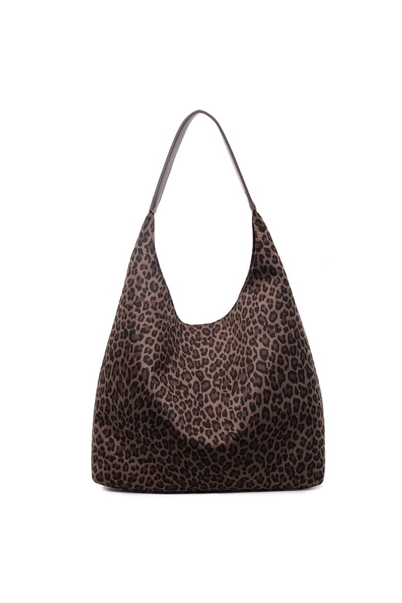 Leopard Print Shoulder Bag, Women Top Handle Bag, Large Capacity Tote Bag Simple Commuting Bag for Work Travel Outdoor (Coffee)