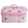 thumbnail image 1 of HUISZJ Make Up Bag Quilted Strawberry, Portable Make Up Bag, Zipper Cosmetic Pouch Exquisite Strawberry Design for Travel Makeup Work (L), 1 of 7