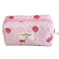 thumbnail image 1 of HUISZJ Make Up Bag Quilted Strawberry, Portable Make Up Bag, Zipper Cosmetic Pouch Exquisite Strawberry Design for Travel Makeup Work (S), 1 of 7