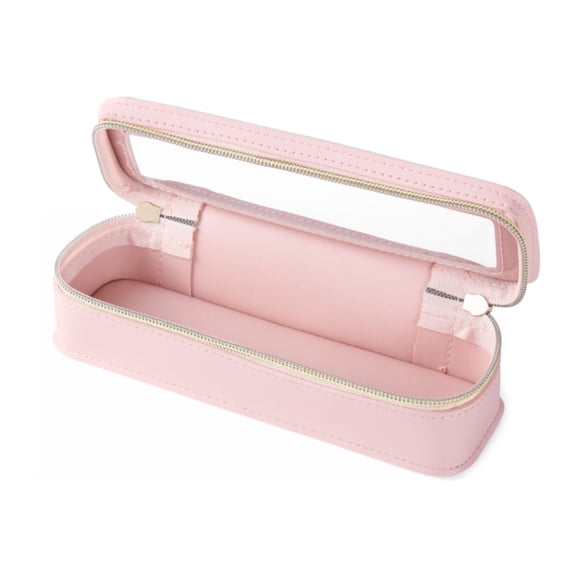 HUISZJ Makeup Brush Bag Large Capacity Makeup Storage Bag Portable Cosmetic Pouch Dual Zipper Travel Cosmetic Bag (Pink)