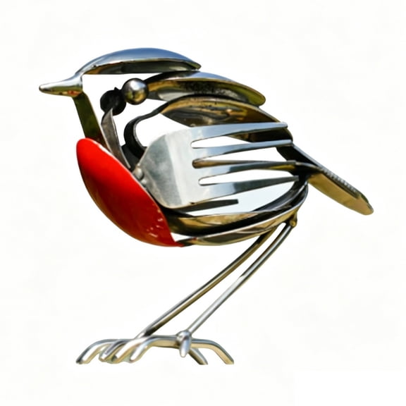 HUISZJ Metal Robin Bird Statue, Handcrafted Bird Garden Sculpture, Rustic Robin Bird Figurine for Garden Patio Office
