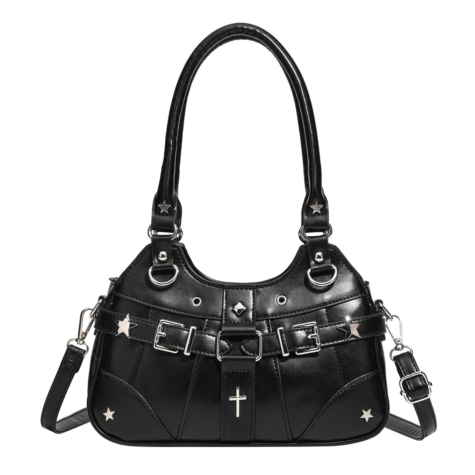 HUISZJ Metal Stud Crossbody Bag with Handle, Large Capacity Shoulder Bag, Portable Commute Bag for Travel Shopping Work, style2