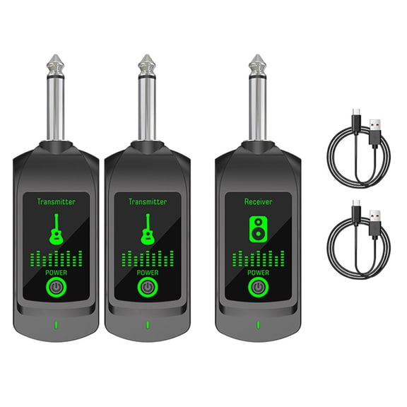 HUISZJ Mini Wireless Guitar System, 50M Range Rechargeable Audio Transmitter & Receiver, Electric Guitar & Bass Accessory