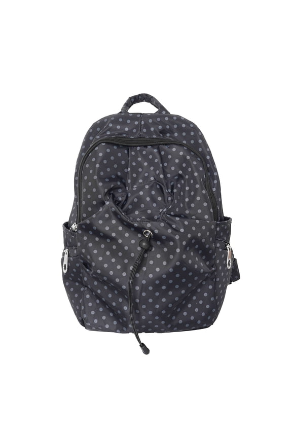 Multi-Compartment School Backpack, Large Schoolbag with Zipper, Polka Dot School Backpack for Student Work, Gray