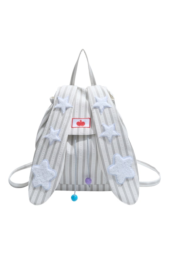 Multi-Layer Backpack, Rabbit Ear Shaped Shoolbag, Large Capacity School Backpack for Travel Shopping Work, Khaki