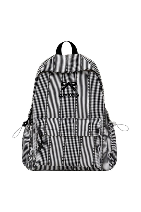 Multi-Pocket School Backpack, Large Capacity School Bag, Embroidery Daypack for Students College Travel, Black