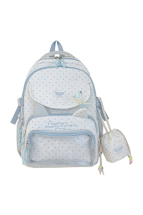 Multi-layer Ita Backpack, Large Capacity Coquette Bookbag with Clear Insert, Portable School Backpack for Travel Student Work, Blue