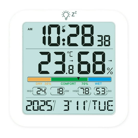 HUISZJ Multifunctional Hygrometer Indoor Thermometer Sensor Lcd Digital Magnetic ClockHome Decoration